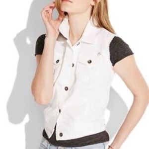Lucky Brand White Denim Eyelet Vest